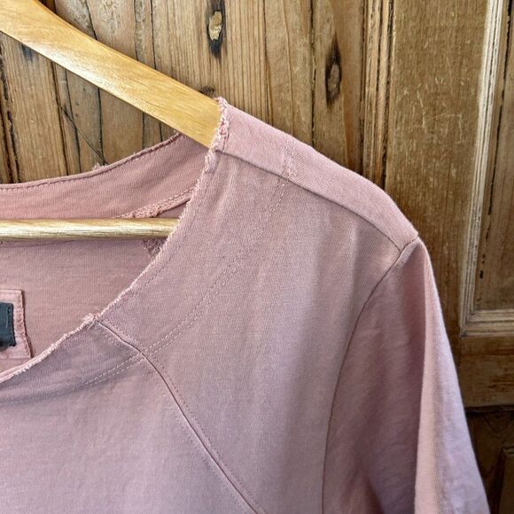 by Anthropologie‎ Small Top Pale Coral Pink Short Sleeve Ruffles Round Neck - Picture 6 of 11
